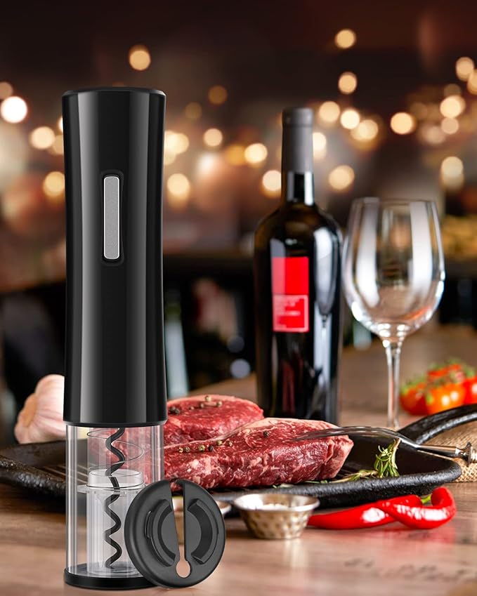 Sacacorchos eléctrico + abridor de vino transparente