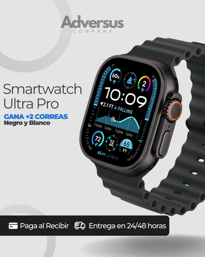 Smartwatch Ultra Pro con 2 correas | negro + blanco