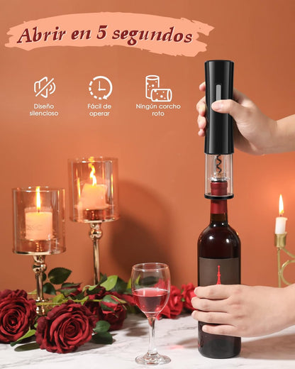 Sacacorchos eléctrico + abridor de vino transparente