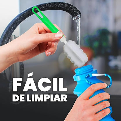Botella Plegable de Silicona con Funda de Neopreno y Mosquetón – 300 ml a 550 ml