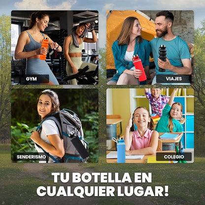 Botella Plegable de Silicona con Funda de Neopreno y Mosquetón – 300 ml a 550 ml