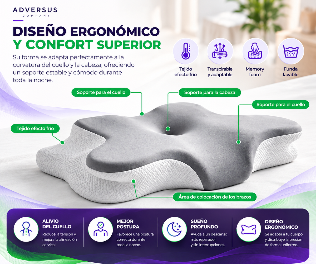 Almohada Cervical Ergonómica Memory Foam | Adversus Comfort